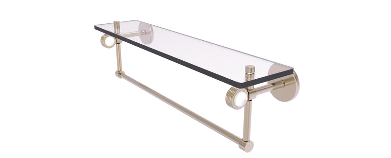 Allied Brass Clearview Collection 22 Inch Glass Shelf with Towel Bar and Groovy Accents CV-1TBG-22-PEW