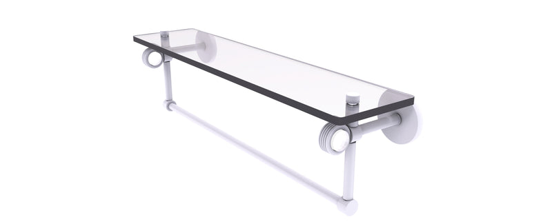 Allied Brass Clearview Collection 22 Inch Glass Shelf with Towel Bar and Groovy Accents CV-1TBG-22-WHM