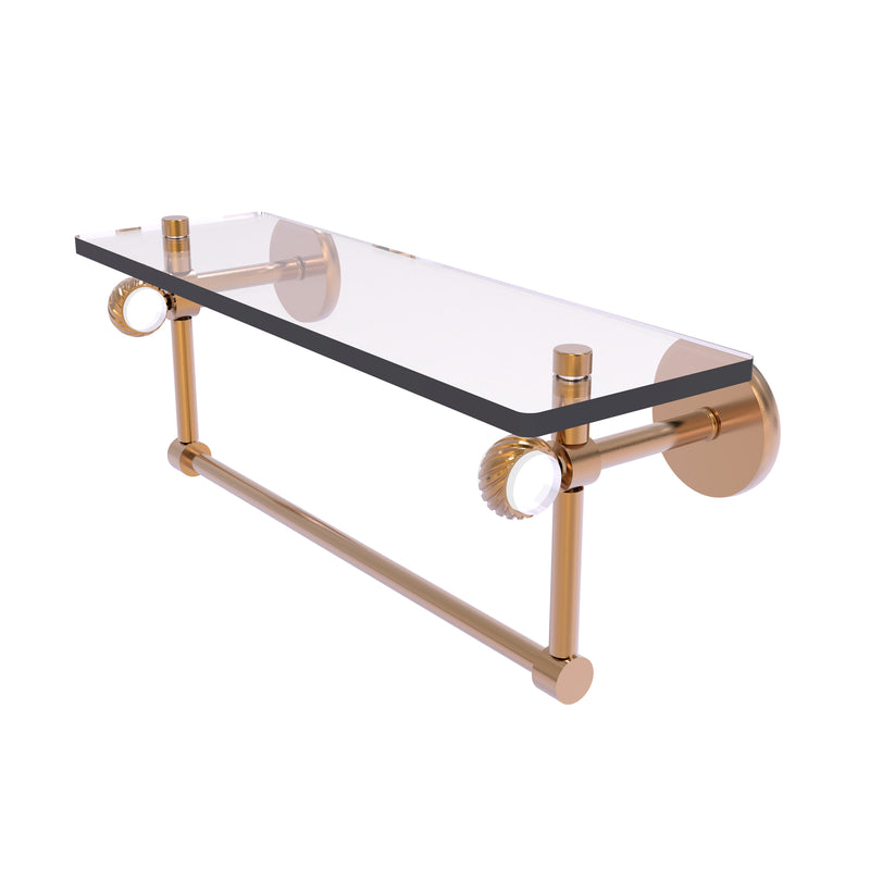Allied Brass Clearview Collection 16 Inch Glass Shelf with Towel Bar and Twisted Accents CV-1TBT-16-BBR