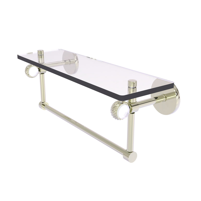 Allied Brass Clearview Collection 16 Inch Glass Shelf with Towel Bar and Twisted Accents CV-1TBT-16-PNI
