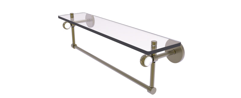 Allied Brass Clearview Collection 22 Inch Glass Shelf with Towel Bar and Twisted Accents CV-1TBT-22-ABR
