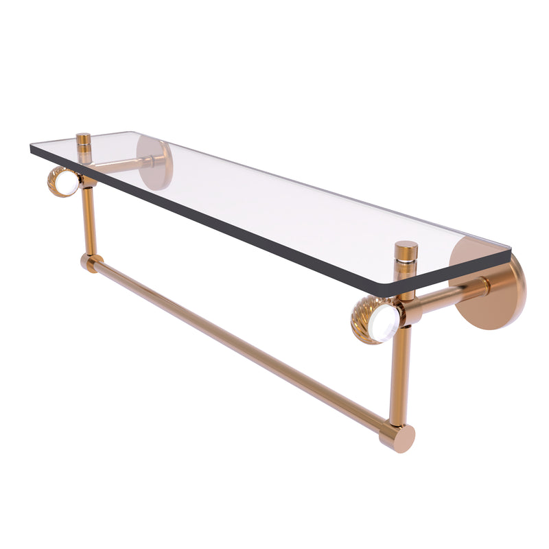 Allied Brass Clearview Collection 22 Inch Glass Shelf with Towel Bar and Twisted Accents CV-1TBT-22-BBR