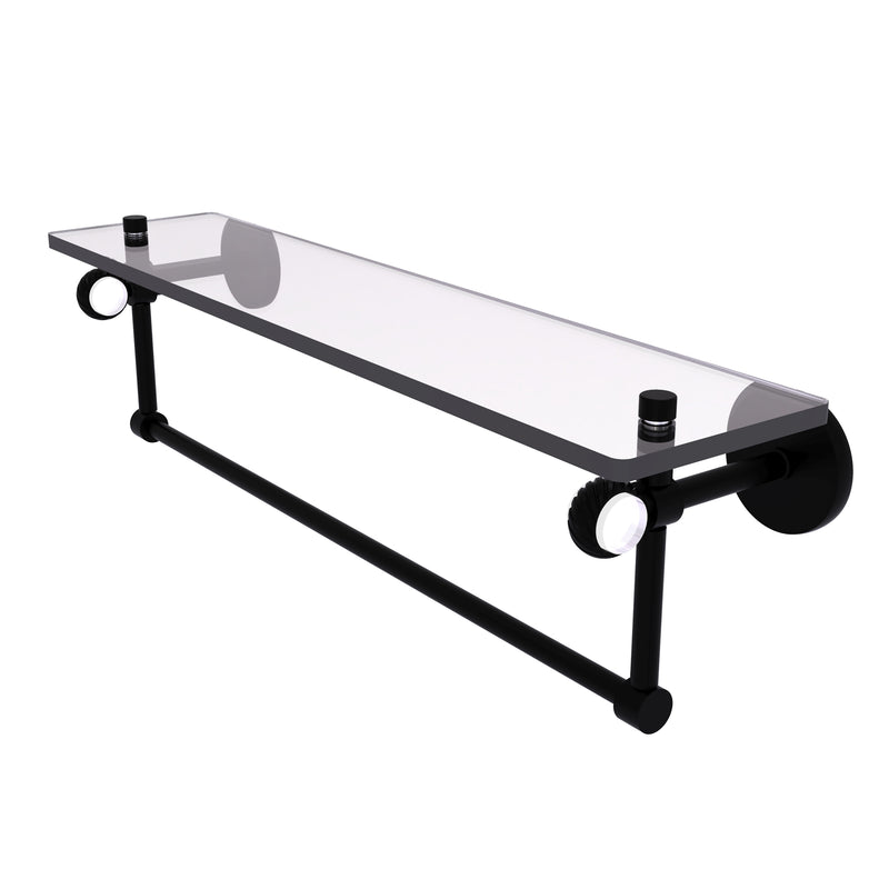 Allied Brass Clearview Collection 22 Inch Glass Shelf with Towel Bar and Twisted Accents CV-1TBT-22-BKM