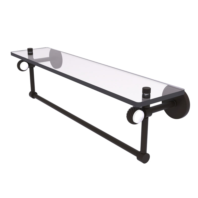 Allied Brass Clearview Collection 22 Inch Glass Shelf with Towel Bar and Twisted Accents CV-1TBT-22-ORB