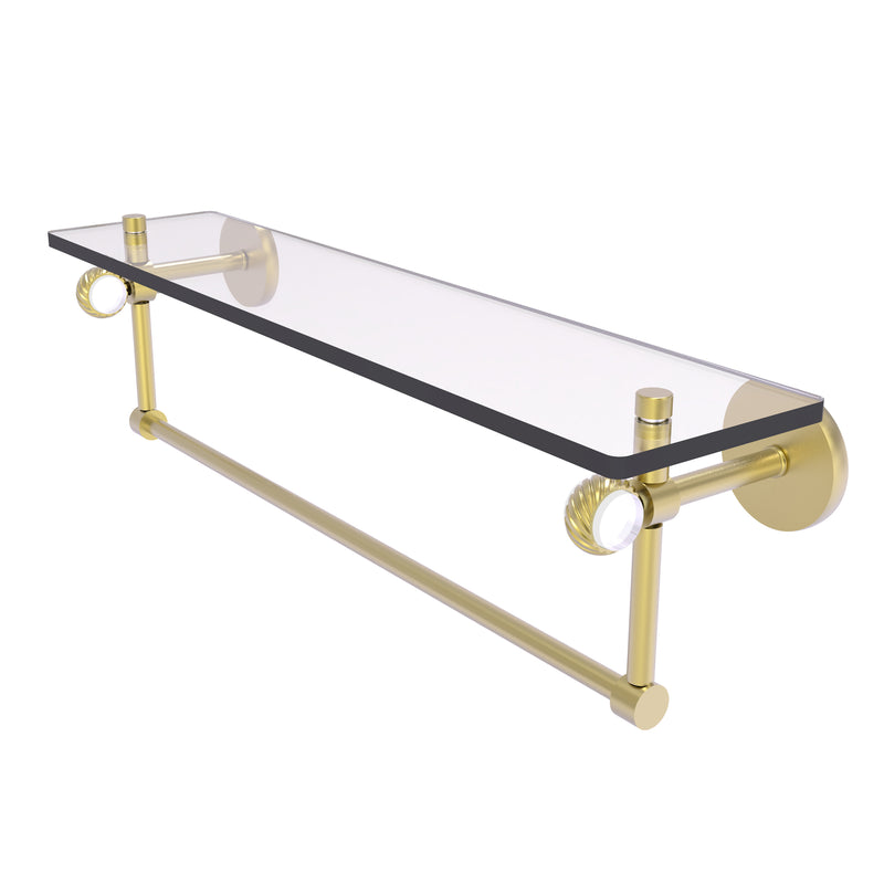 Allied Brass Clearview Collection 22 Inch Glass Shelf with Towel Bar and Twisted Accents CV-1TBT-22-SBR