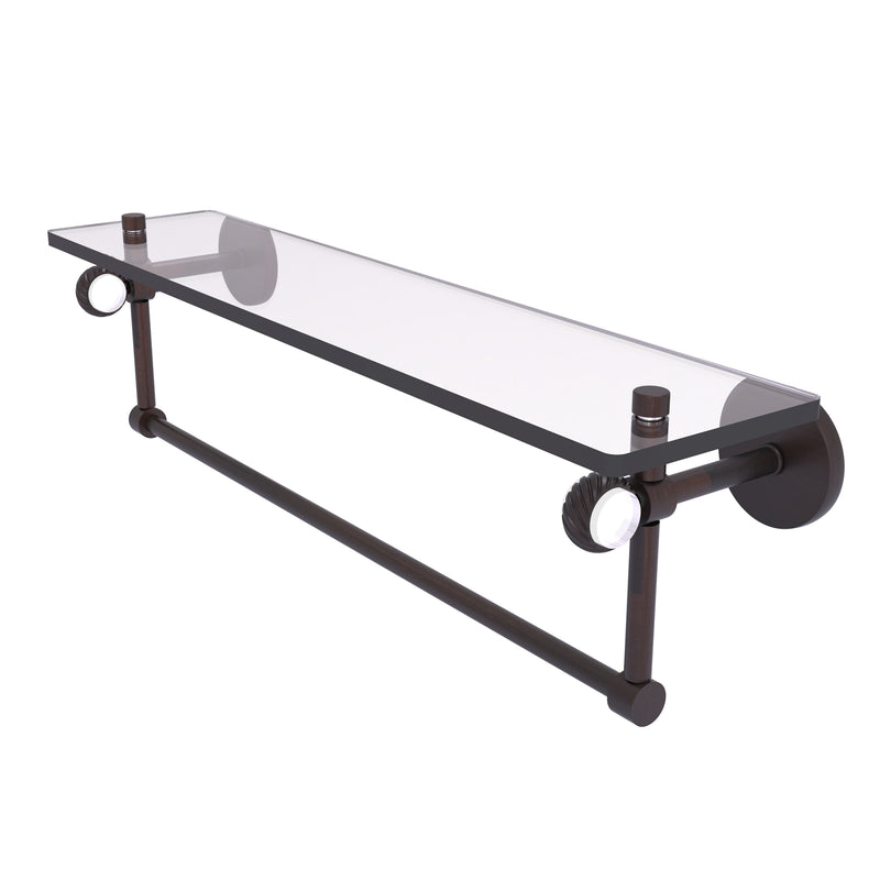 Allied Brass Clearview Collection 22 Inch Glass Shelf with Towel Bar and Twisted Accents CV-1TBT-22-VB