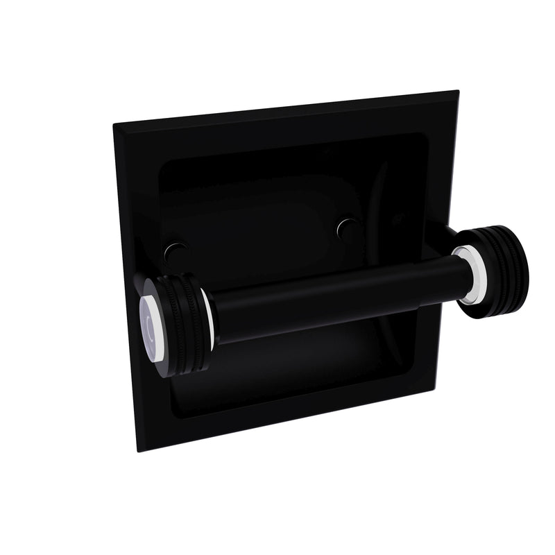 Allied Brass Clearview Collection Recessed Toilet Paper Holder with Dotted Accents CV-24CD-BKM
