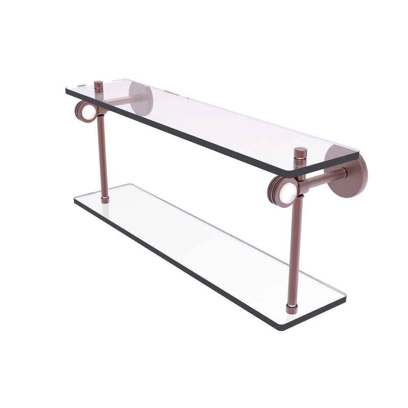 Allied Brass Clearview Collection 22 Inch Two Tiered Glass Shelf with Dotted Accents CV-2D-22-CA