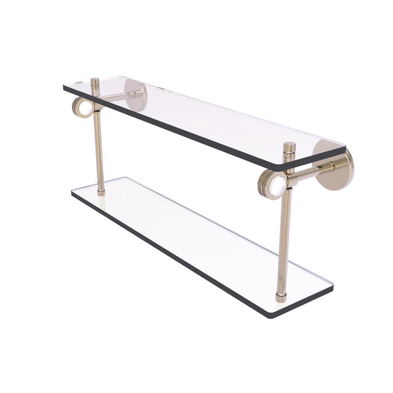 Allied Brass Clearview Collection 22 Inch Two Tiered Glass Shelf with Dotted Accents CV-2D-22-PEW