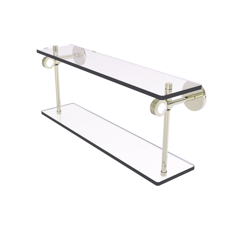 Allied Brass Clearview Collection 22 Inch Two Tiered Glass Shelf with Dotted Accents CV-2D-22-PNI