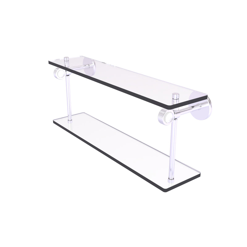Allied Brass Clearview Collection 16 Inch Two Tiered Glass Shelf with Groovy Accents CV-2G-16-SCH