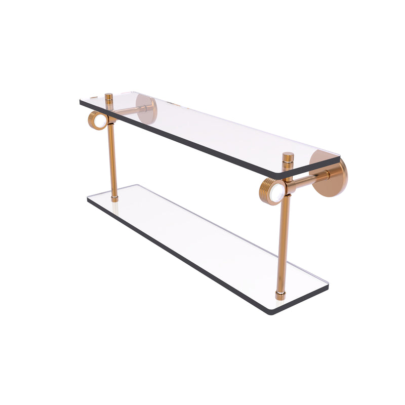 Allied Brass Clearview Collection 22 Inch Two Tiered Glass Shelf with Groovy Accents CV-2G-22-BBR