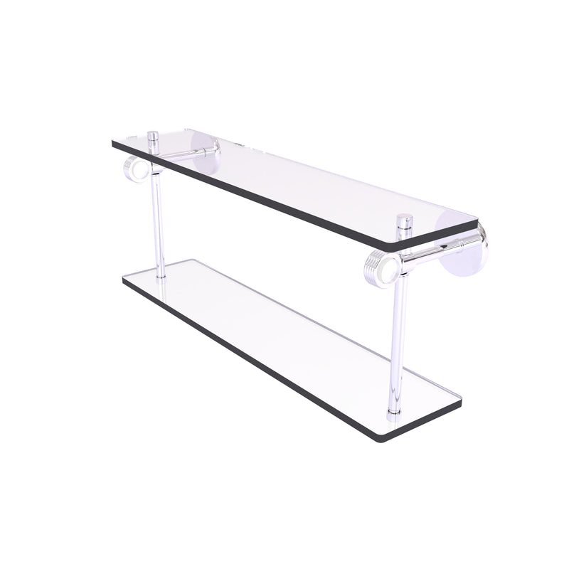 Allied Brass Clearview Collection 22 Inch Two Tiered Glass Shelf with Groovy Accents CV-2G-22-PC