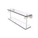 Allied Brass Clearview Collection 22 Inch Two Tiered Glass Shelf with Groovy Accents CV-2G-22-SN