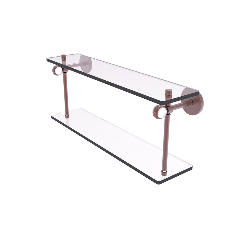 Allied Brass Clearview Collection 16 Inch Two Tiered Glass Shelf with Twisted Accents CV-2T-16-CA