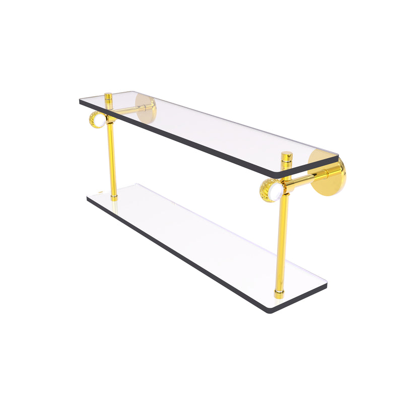 Allied Brass Clearview Collection 16 Inch Two Tiered Glass Shelf with Twisted Accents CV-2T-16-PB
