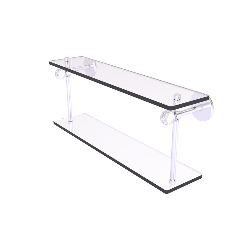Allied Brass Clearview Collection 16 Inch Two Tiered Glass Shelf with Twisted Accents CV-2T-16-SN