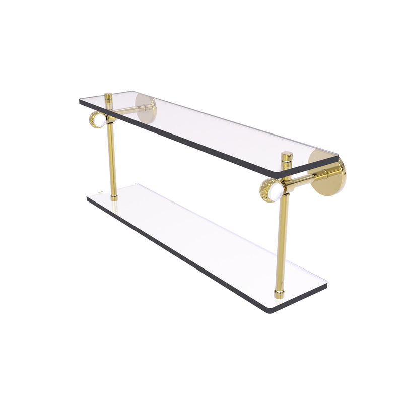 Allied Brass Clearview Collection 16 Inch Two Tiered Glass Shelf with Twisted Accents CV-2T-16-UNL