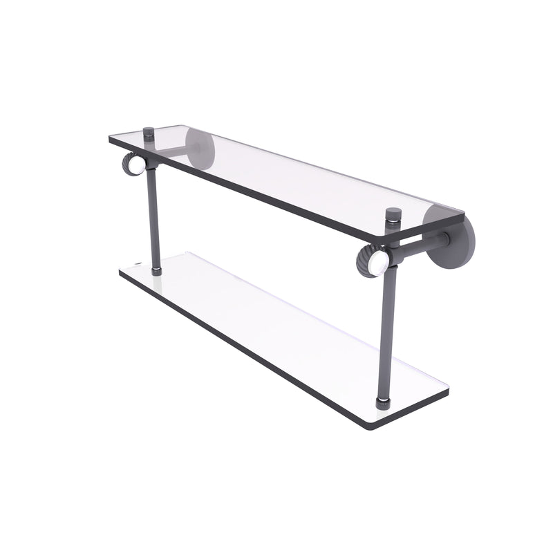 Allied Brass Clearview Collection 22 Inch Two Tiered Glass Shelf with Twisted Accents CV-2T-22-GYM