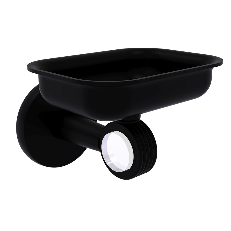 Allied Brass Clearview Collection Wall Mounted Soap Dish Holder with Groovy Accents CV-32G-BKM