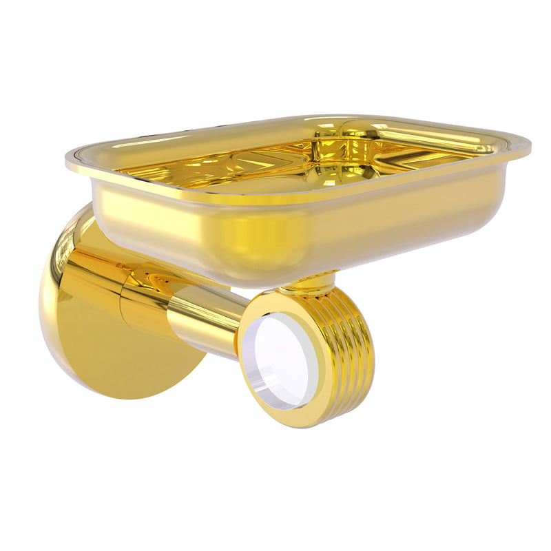 Allied Brass Clearview Collection Wall Mounted Soap Dish Holder with Groovy Accents CV-32G-PB