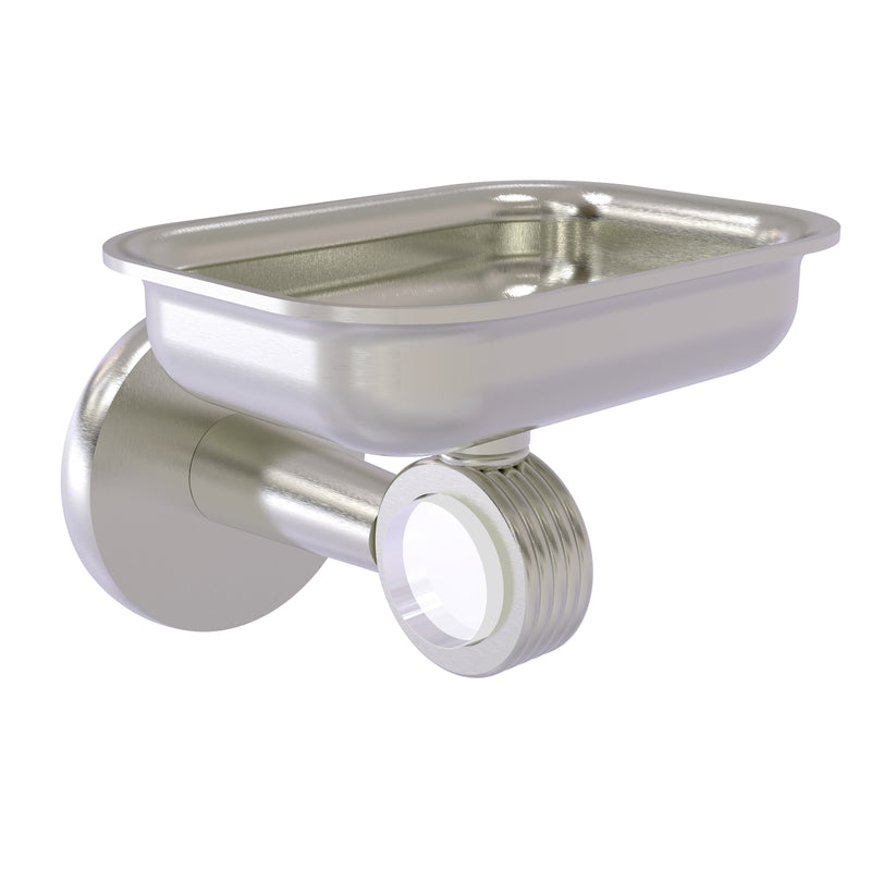 Allied Brass Clearview Collection Wall Mounted Soap Dish Holder with Groovy Accents CV-32G-SN