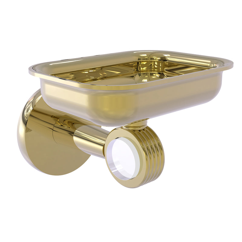 Allied Brass Clearview Collection Wall Mounted Soap Dish Holder with Groovy Accents CV-32G-UNL