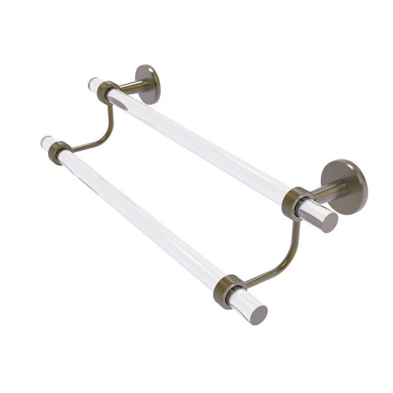 Allied Brass Clearview Collection 18 Inch Double Towel Bar with Groovy Accents CV-72G-18-ABR