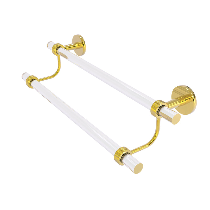 Allied Brass Clearview Collection 18 Inch Double Towel Bar with Groovy Accents CV-72G-18-PB