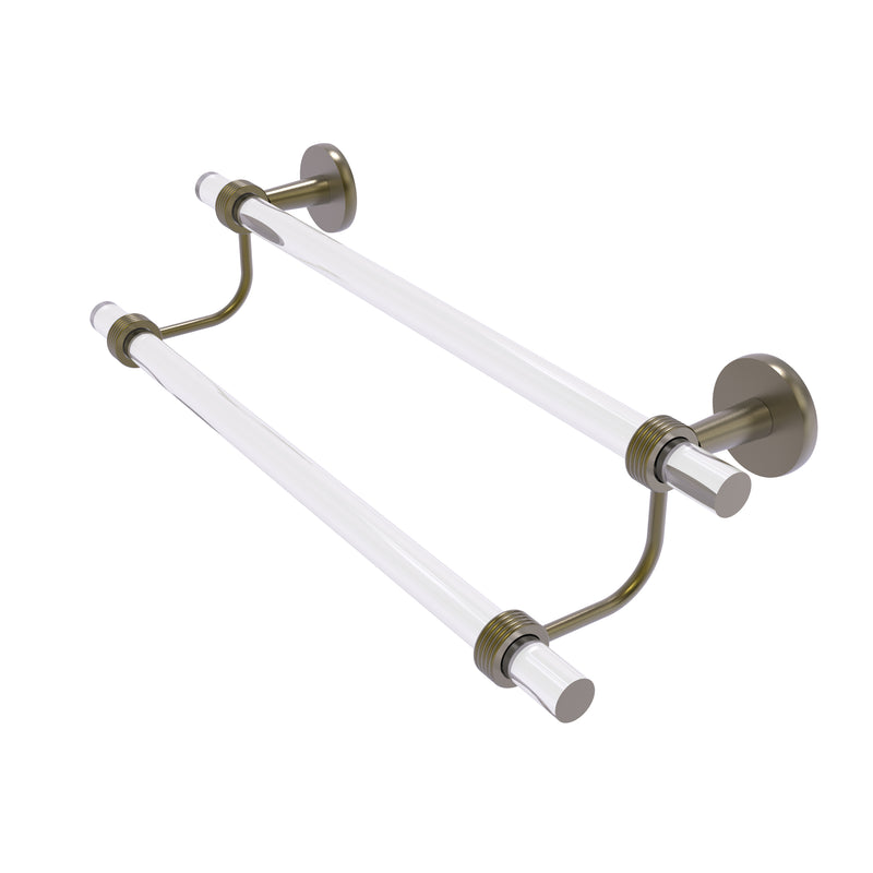 Allied Brass Clearview Collection 24 Inch Double Towel Bar with Groovy Accents CV-72G-24-ABR