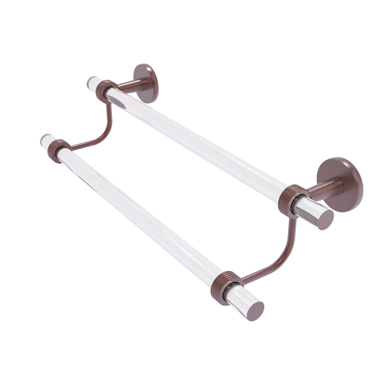 Allied Brass Clearview Collection 24 Inch Double Towel Bar with Groovy Accents CV-72G-24-CA
