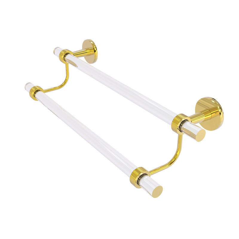 Allied Brass Clearview Collection 24 Inch Double Towel Bar with Groovy Accents CV-72G-24-PB