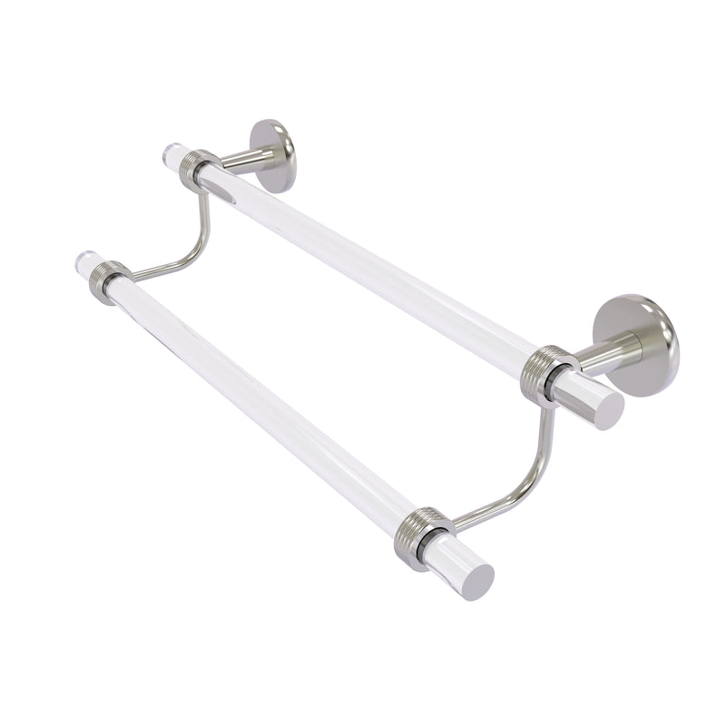 Allied Brass Clearview Collection 24 Inch Double Towel Bar with Groovy Accents CV-72G-24-SN