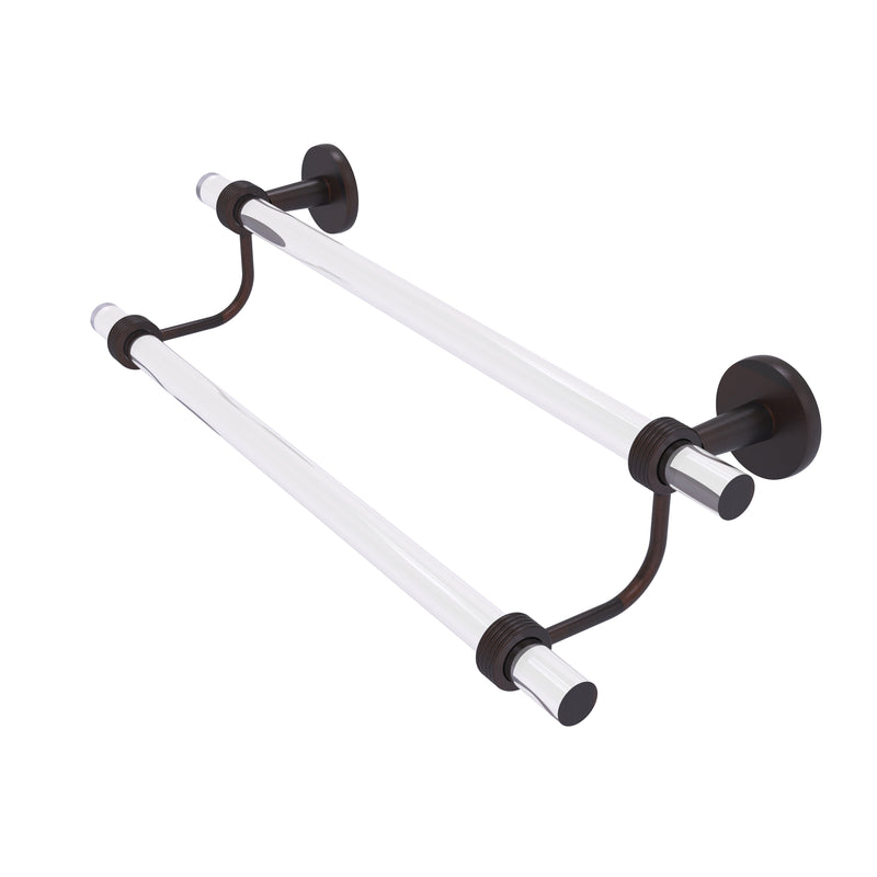 Allied Brass Clearview Collection 24 Inch Double Towel Bar with Groovy Accents CV-72G-24-VB