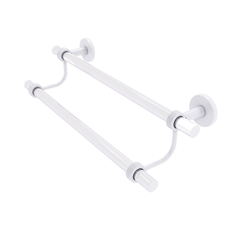 Allied Brass Clearview Collection 24 Inch Double Towel Bar with Groovy Accents CV-72G-24-WHM