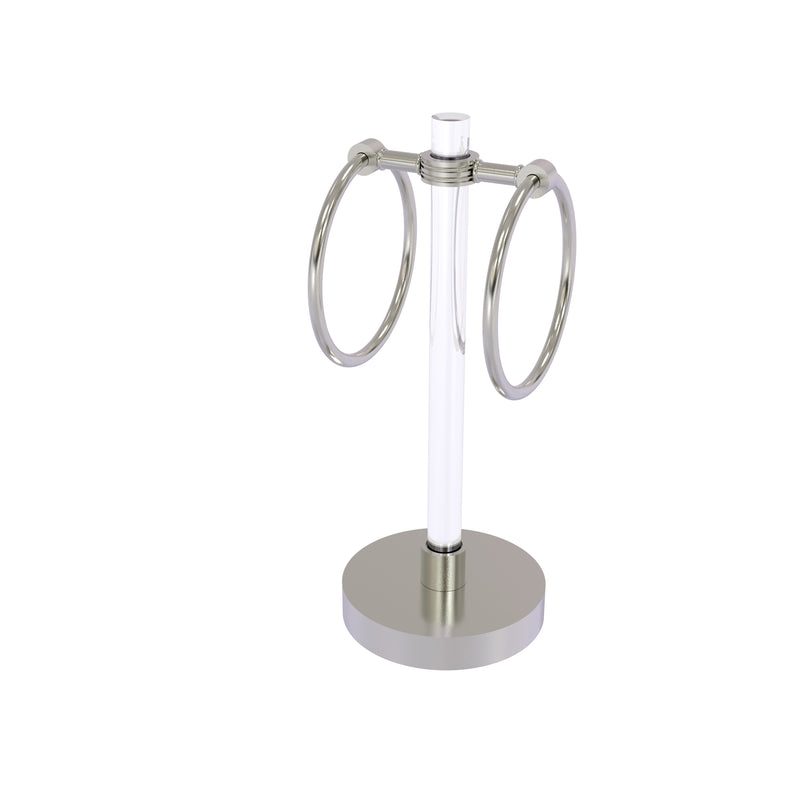 Allied Brass Clearview Collection Vanity Top Guest Towel Ring with Dotted Accents CV-GTRSD-10-SN