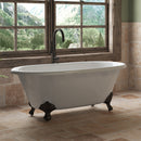 Cambridge Plumbing Cast Iron Double Ended Clawfoot Tub 67" x 30" No Drillings BRZ Feet