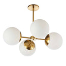 Dainolite 4 Light Halogen Chandelier Aged Brass Finish with White Glass DAY-244C-AGB