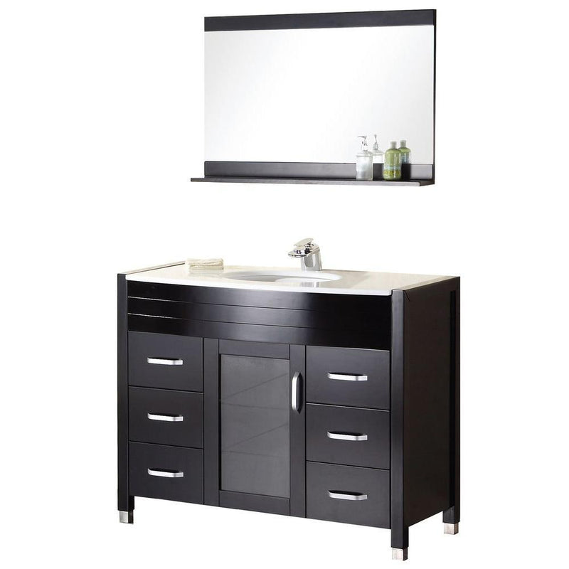 Design Element Waterfall 48" Single Sink Vanity Set with White Top