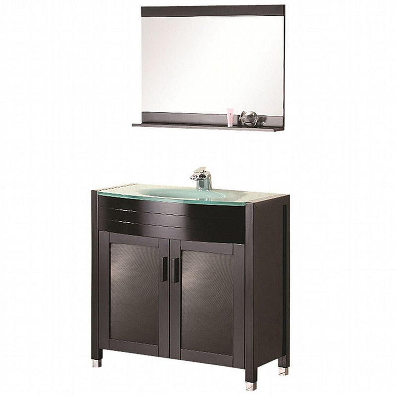 Design Element Waterfall 48" Single Sink Vanity Set with Glass Top