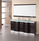 Design Element Jade 72" Double Sink Vanity Set in Espresso with Glass Top
