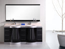 Design Element Jade 72" Double Sink Vanity Set in Espresso with Travertine Top