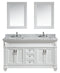 Design Element Hudson 61" Double Sink Vanity Set in White with White Carrara Marble Countertop