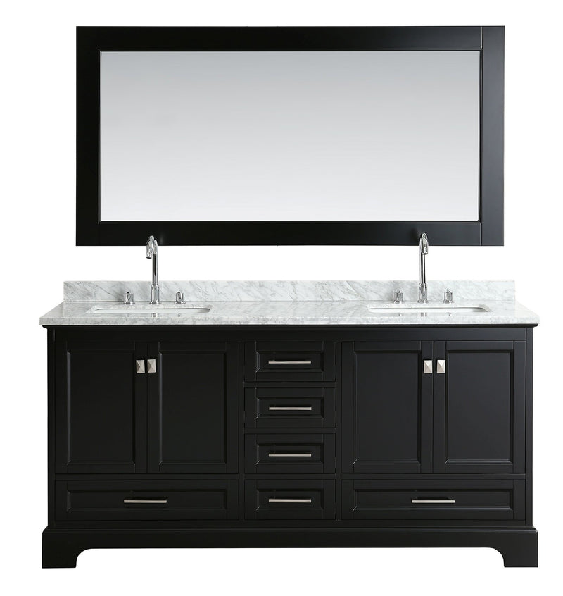 Design Element Omega 72" Double Sink Vanity in Espresso