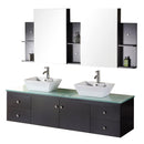 Design Element Portland 72" Double Sink - Wall Mount Vanity Set in Espresso