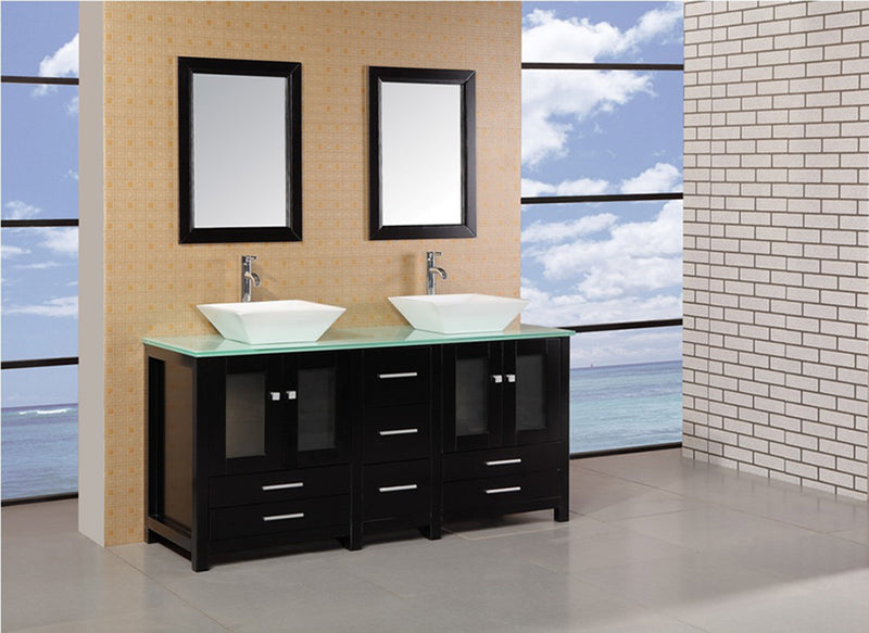 Design Element Arlington 61" Double Sink Vanity Set in Espresso