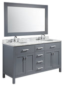 Design Element London 61" Double Sink Vanity Set in Gray Finish