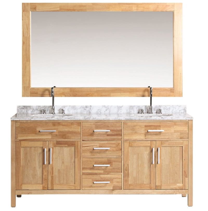 Design Element London 72" Double Sink Vanity Set in Honey Oak Finish