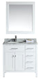 Design Element London 36" Single Sink Vanity Set in White Finish with Drawers on the Right