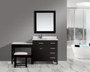 Design Element London 36" Single Sink Vanity Set in Espresso with One Make-up table in Espresso